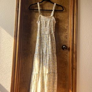 HOLLISTER Yellow and Blue Floral Midi Dress